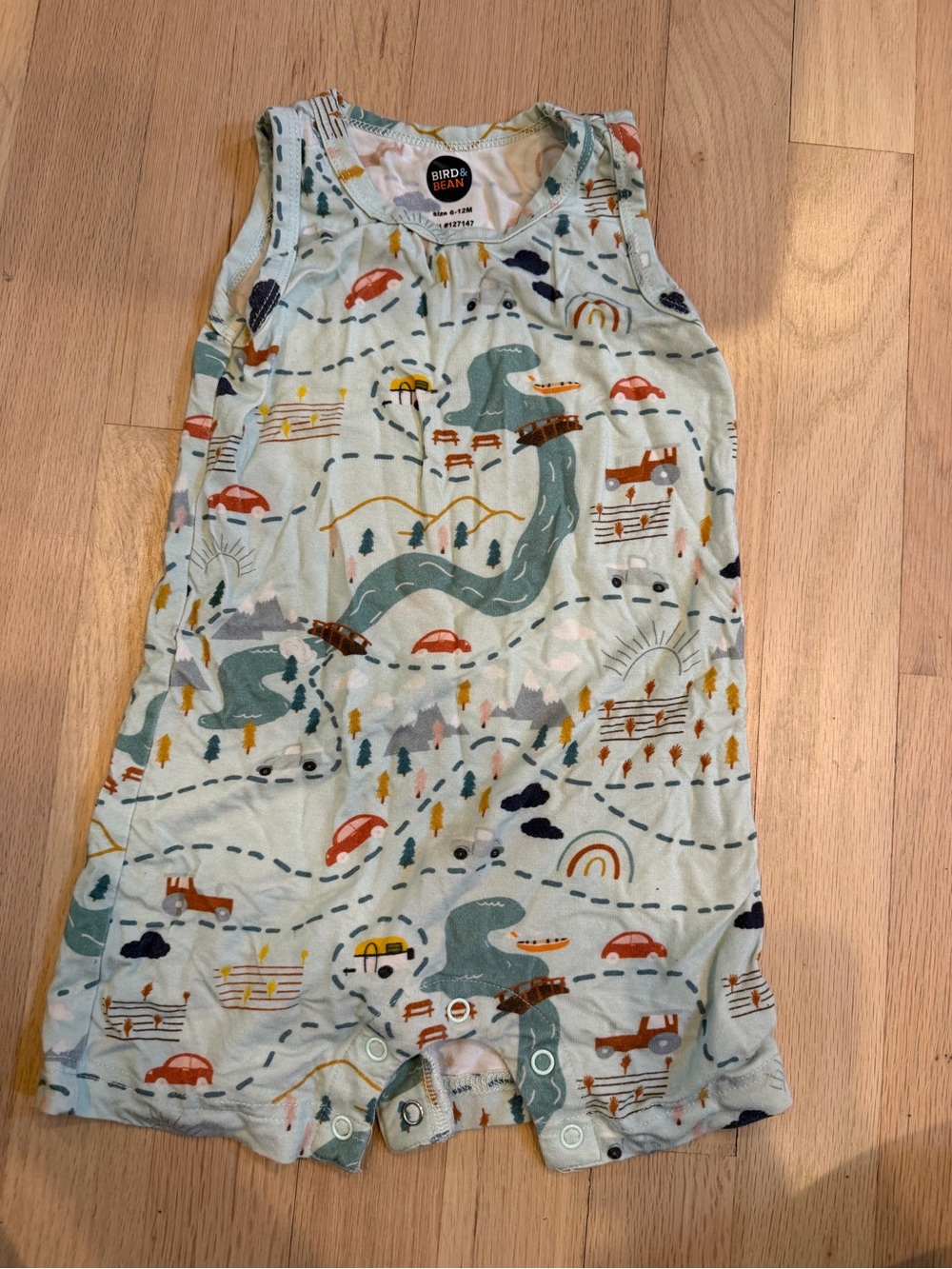 Light Green Kids' Road Map shorts one piece